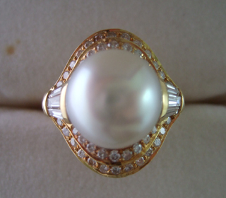 珍珠鑽石戒指