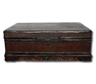 清代18世紀披麻灰竹絲衣箱