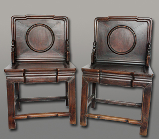 清代 櫸木屏背椅(一對)